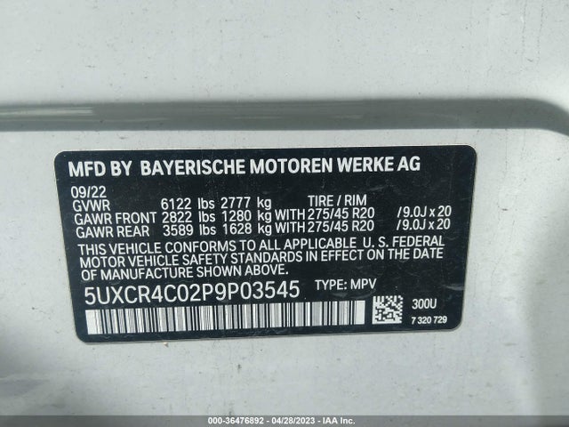 5UXCR4C02P9P03545 BMW X5 Sdrive40i