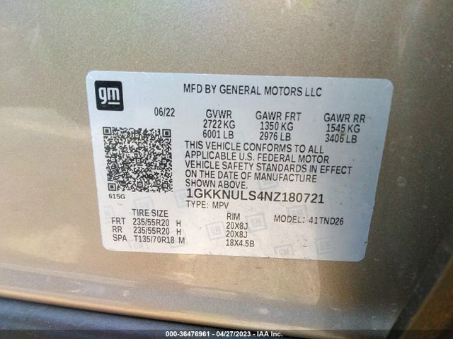 GMC ACADIA SLT 2022 1GKKNULS4NZ180721 Image 9