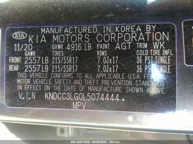 KNDCC3LG0L5074444 KIA Niro Ev Ex