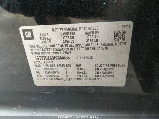 1GTV2UEC9FZ350693 GMC Sierra 1500 Sle