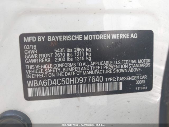 WBA6D4C50HD977640 BMW 6 Series 650i