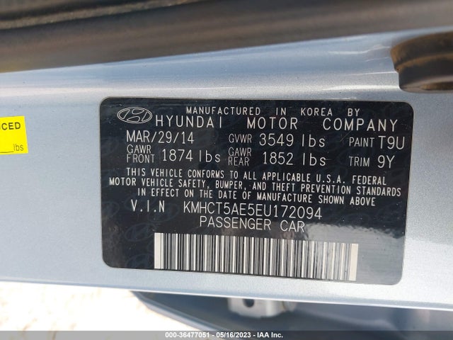 Hyundai ACCENT GS 2014 KMHCT5AE5EU172094 Image 9