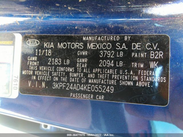 3KPF24AD4KE055249 KIA Forte Lxs