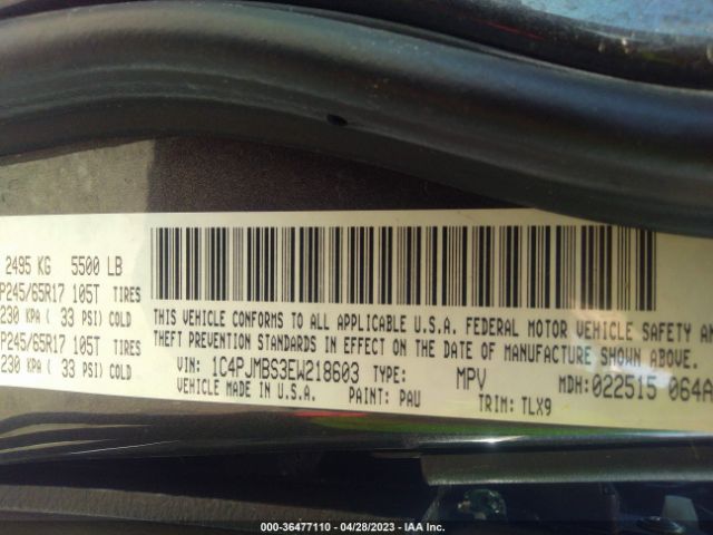 1C4PJMBS3EW218603 Jeep Cherokee Trailhawk