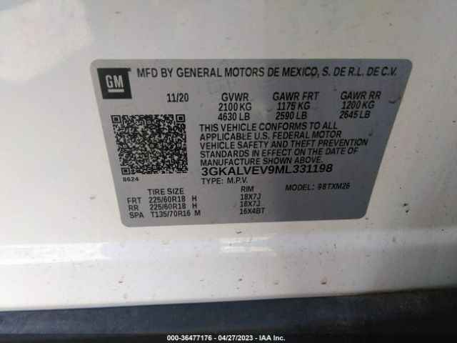 3GKALVEV9ML331198 GMC Terrain Slt