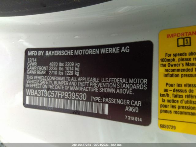 WBA3T3C57FP939530 BMW 4 Series 435i