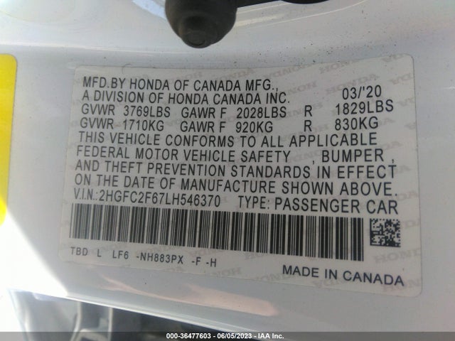 Honda Civic Sedan Lx 2020 2HGFC2F67LH546370 Image 9