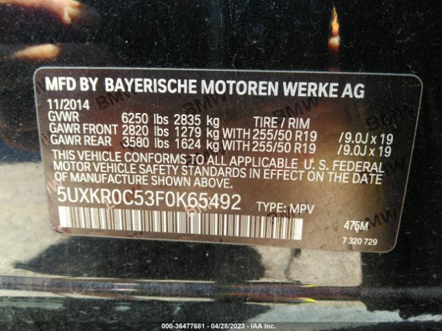 5UXKR0C53F0K65492 BMW X5 Xdrive35i
