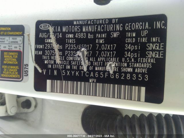 5XYKTCA65FG628353 KIA SORENTO LX
