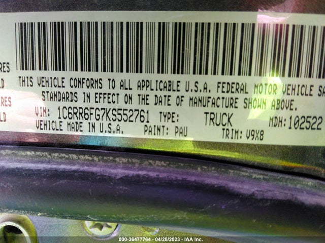 1C6RR6FG7KS552761 RAM 1500 Classic Tradesman
