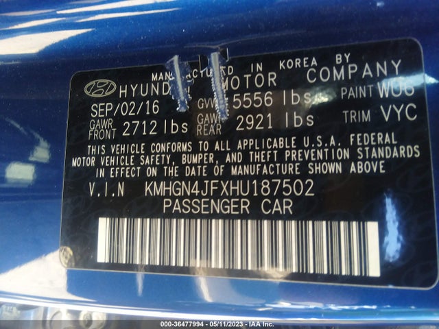 Genesis G80 5.0l Ultimate 2017 KMHGN4JFXHU187502 Image 9