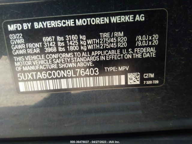 5UXTA6C00N9L76403 BMW X5 Xdrive45e