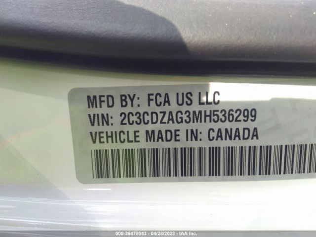 2C3CDZAG3MH536299 Dodge Challenger Sxt