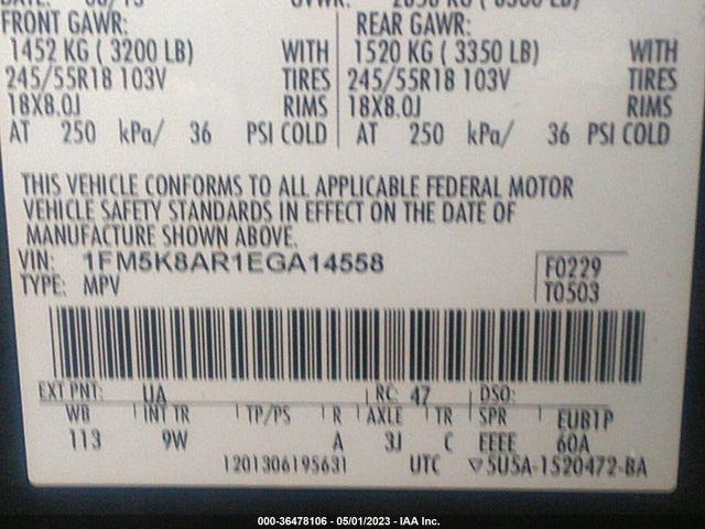 Ford UTILITY POLICE 2014 1FM5K8AR1EGA14558 Image 11