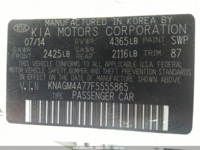KNAGM4A77F5555865 KIA Optima Lx