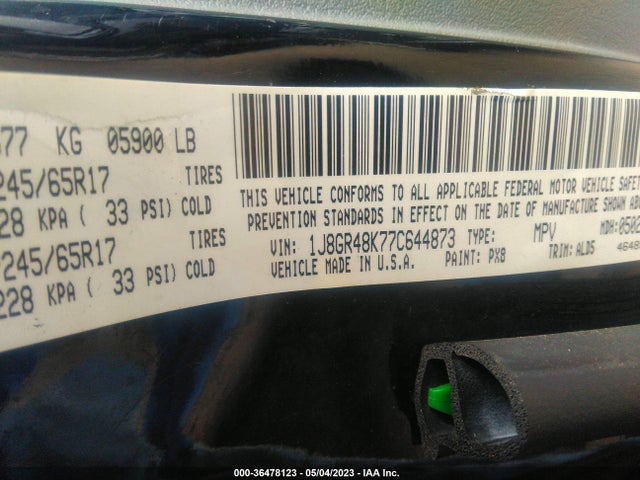 2007 JEEP GRAND CHEROKEE LAREDO VIN: 1J8GR48K77C644873