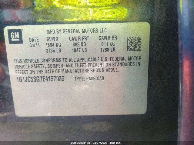 Chevrolet SONIC LT 2014 1G1JC5SG7E4157035 Image 10