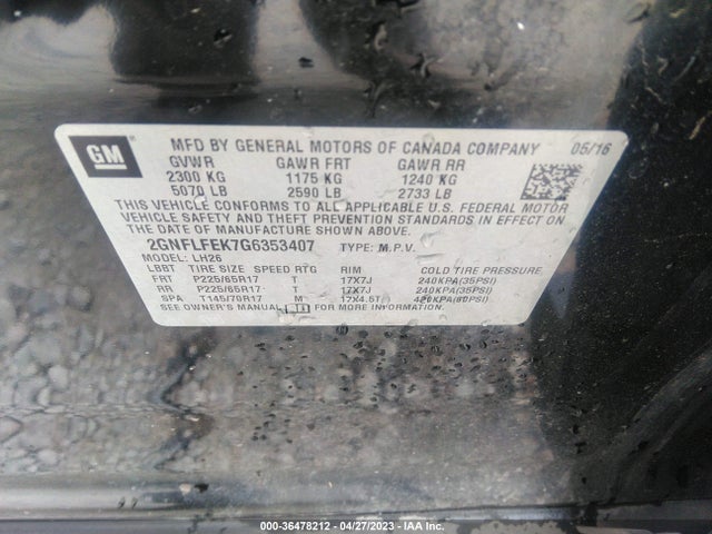 Chevrolet EQUINOX LT 2016 2GNFLFEK7G6353407 Image 10