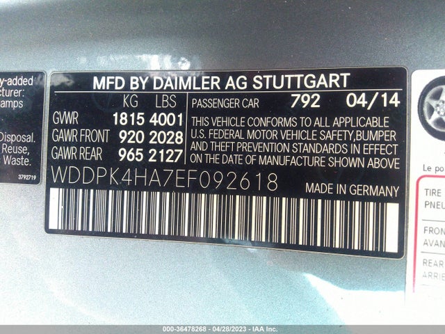 2014 Mercedes-Benz SLK-Class, VIN: WDDPK4HA7EF092618