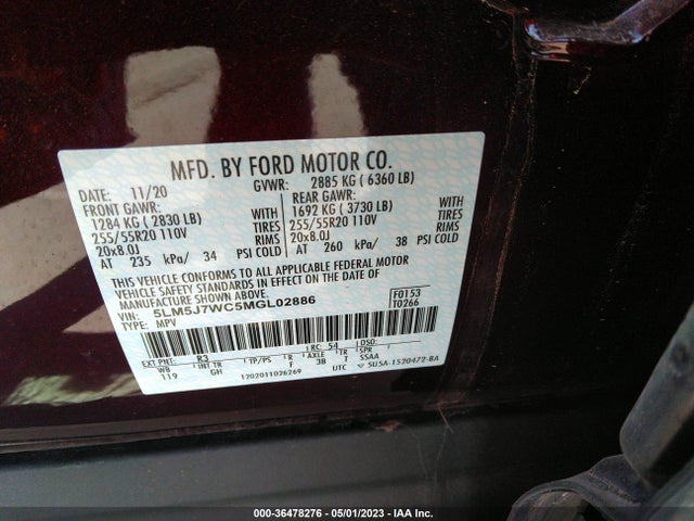 2021 Lincoln Aviator, VIN: 5LM5J7WC5MGL02886