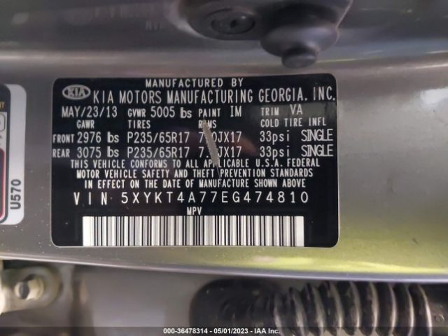 5XYKT4A77EG474810 KIA SORENTO LX