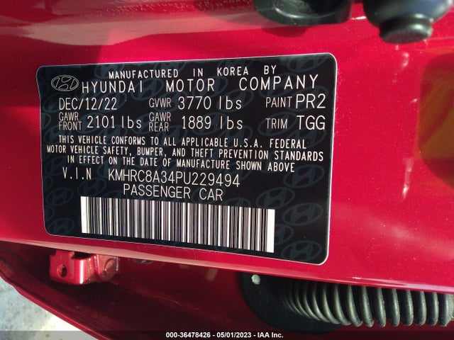 2023 HYUNDAI VENUE SEL VIN: KMHRC8A34PU229494