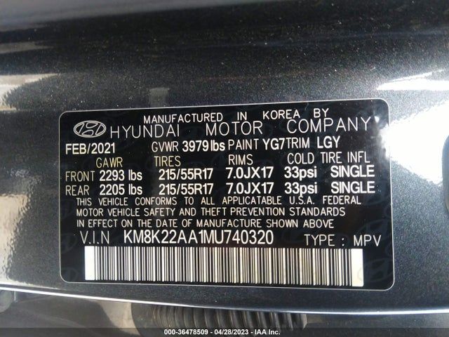 Hyundai Kona Sel 2021 KM8K22AA1MU740320 Image 11