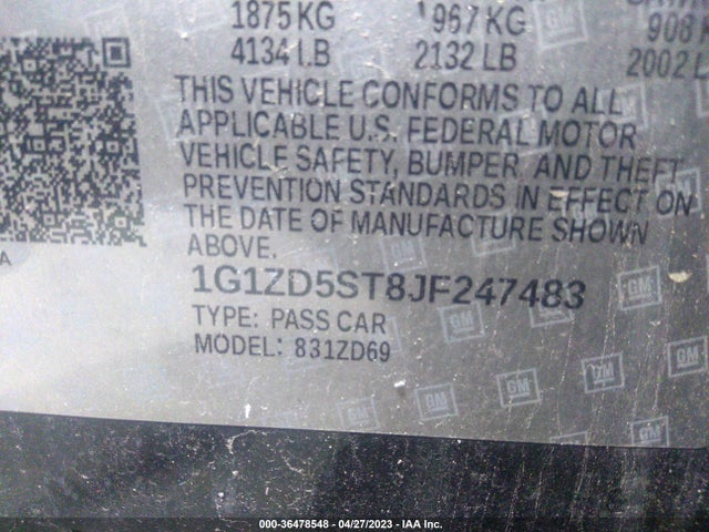 Chevrolet MALIBU LT 2018 1G1ZD5ST8JF247483 Image 9