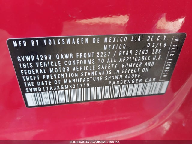 3VWD17AJXGM331719 Volkswagen Jetta Sedan 1.8t Sport