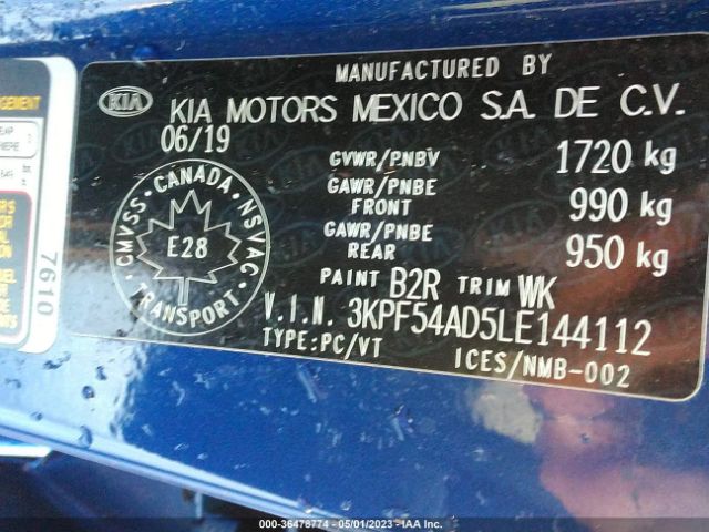 3KPF54AD5LE144112 KIA FORTE EX