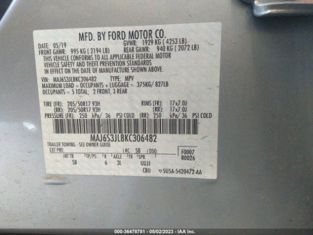 MAJ6S3JL8KC306482 Ford Ecosport Ses