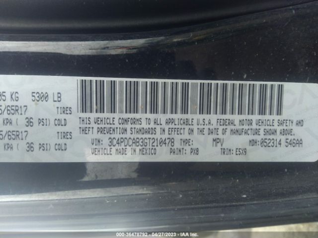 3C4PDCAB3GT210478 Dodge JOURNEY SE