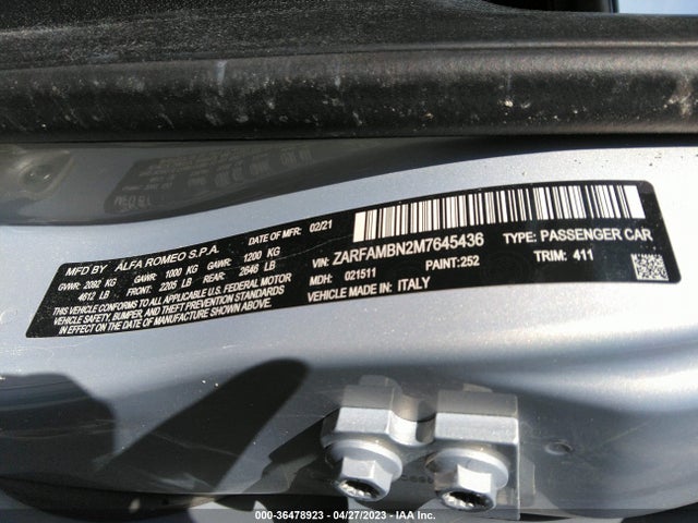 ZARFAMBN2M7645436 Alfa Romeo GIULIA TI