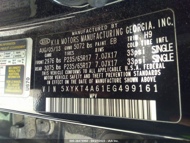 5XYKT4A61EG499161 KIA SORENTO LX