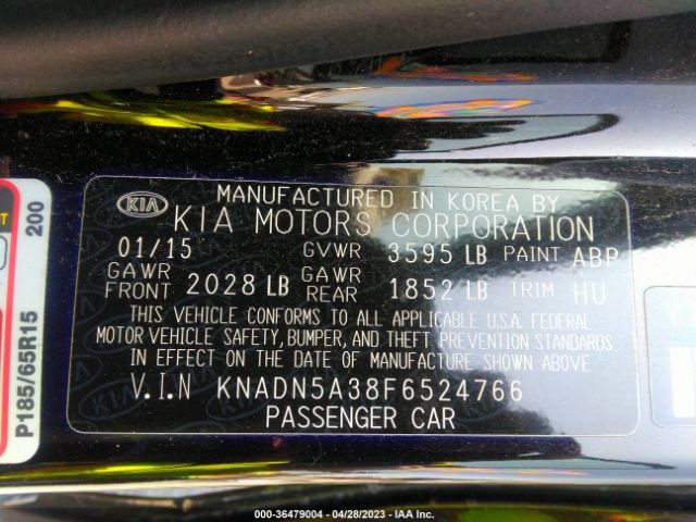 KNADN5A38F6524766 KIA RIO EX