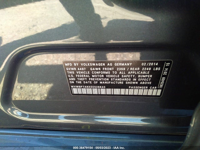 WVWBP7ANXEE526640 Volkswagen CC SPORT