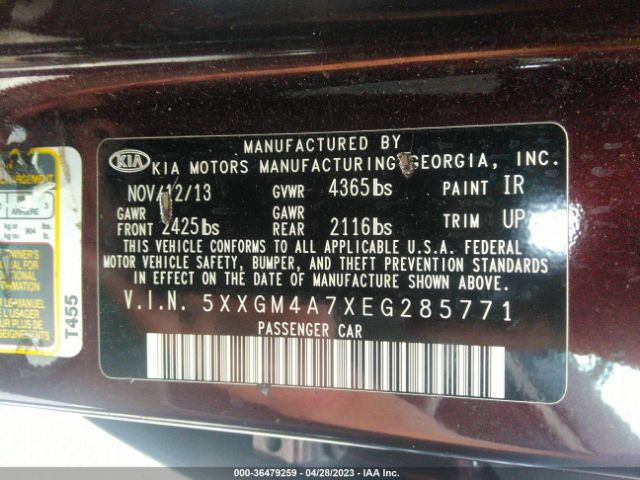 5XXGM4A7XEG285771 KIA Optima Lx