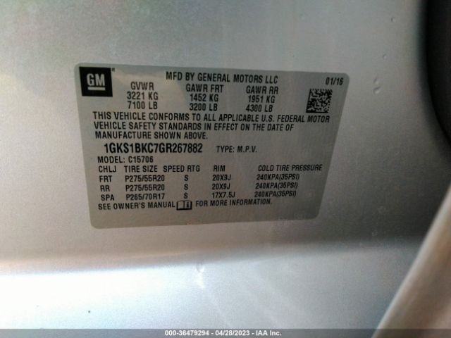 1GKS1BKC7GR267882 GMC YUKON SLT
