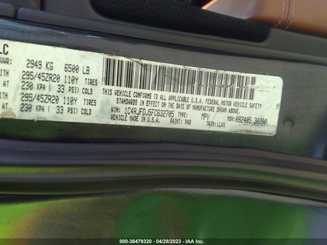 1C4RJFDJ5FC632705 Jeep Grand Cherokee Srt