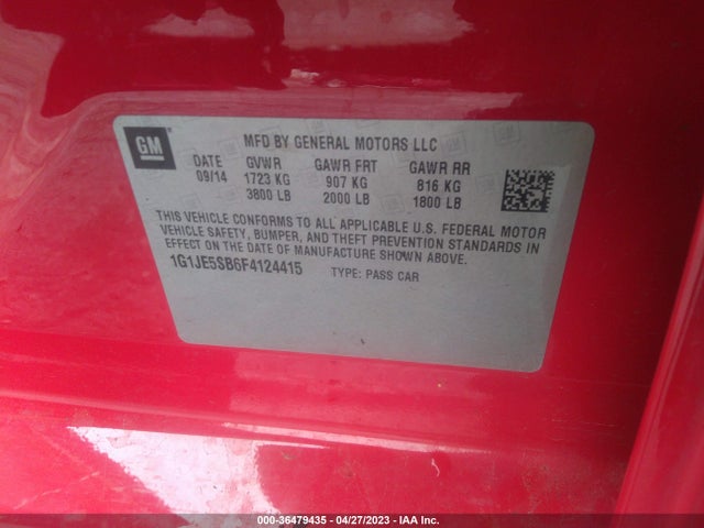 Chevrolet SONIC LTZ 2015 1G1JE5SB6F4124415 Image 9