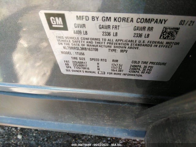 Chevrolet Trailblazer Lt 2021 KL79MRSL3MB163708 Image 9