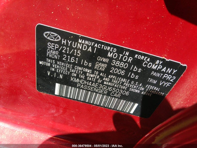 Hyundai ELANTRA SE 2016 KMHDH4AE3GU650306 Image 11