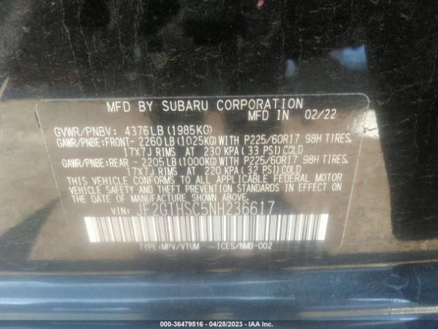 JF2GTHSC5NH236617 Subaru Crosstrek Sport