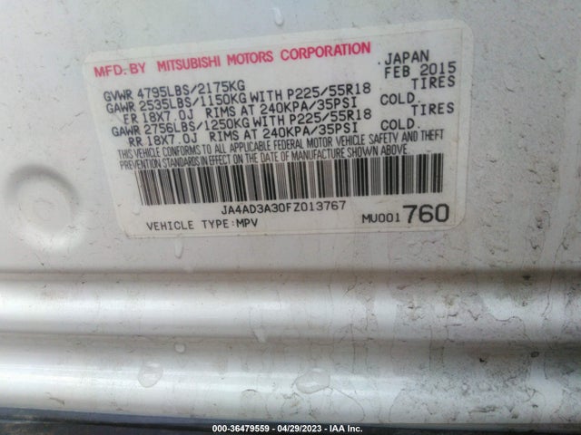 JA4AD3A30FZ013767 Mitsubishi Outlander Se