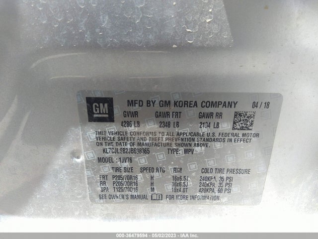 Chevrolet Trax Lt 2018 KL7CJLSB2JB698365 Image 9