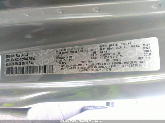 1C4HJXFN2MW823950 Jeep Wrangler Unlimited Rubicon