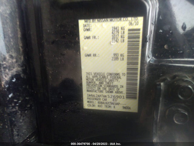2010 NISSAN ALTIMA 2.5 S VIN: 1N4AL2AP7AN526901