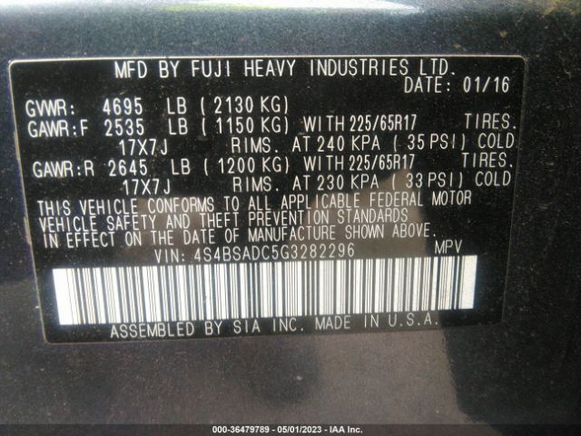 4S4BSADC5G3282296 Subaru Outback 2.5i Premium