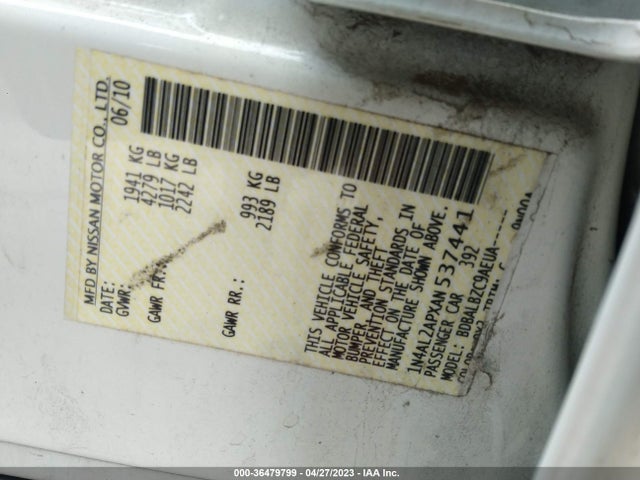 2010 NISSAN ALTIMA 2.5 S VIN: 1N4AL2APXAN537441