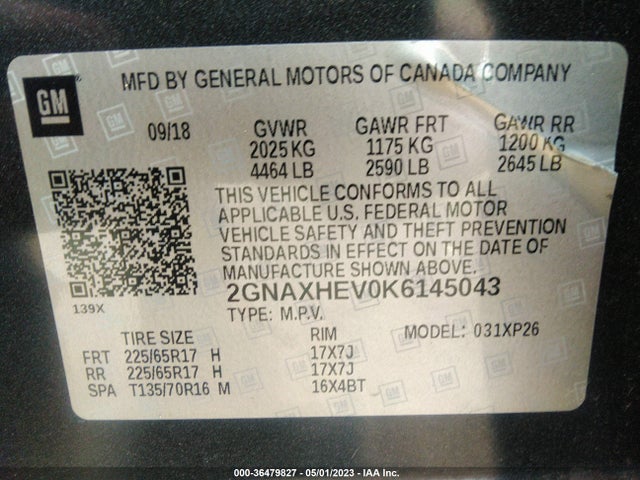Chevrolet EQUINOX LS 2019 2GNAXHEV0K6145043 Image 9
